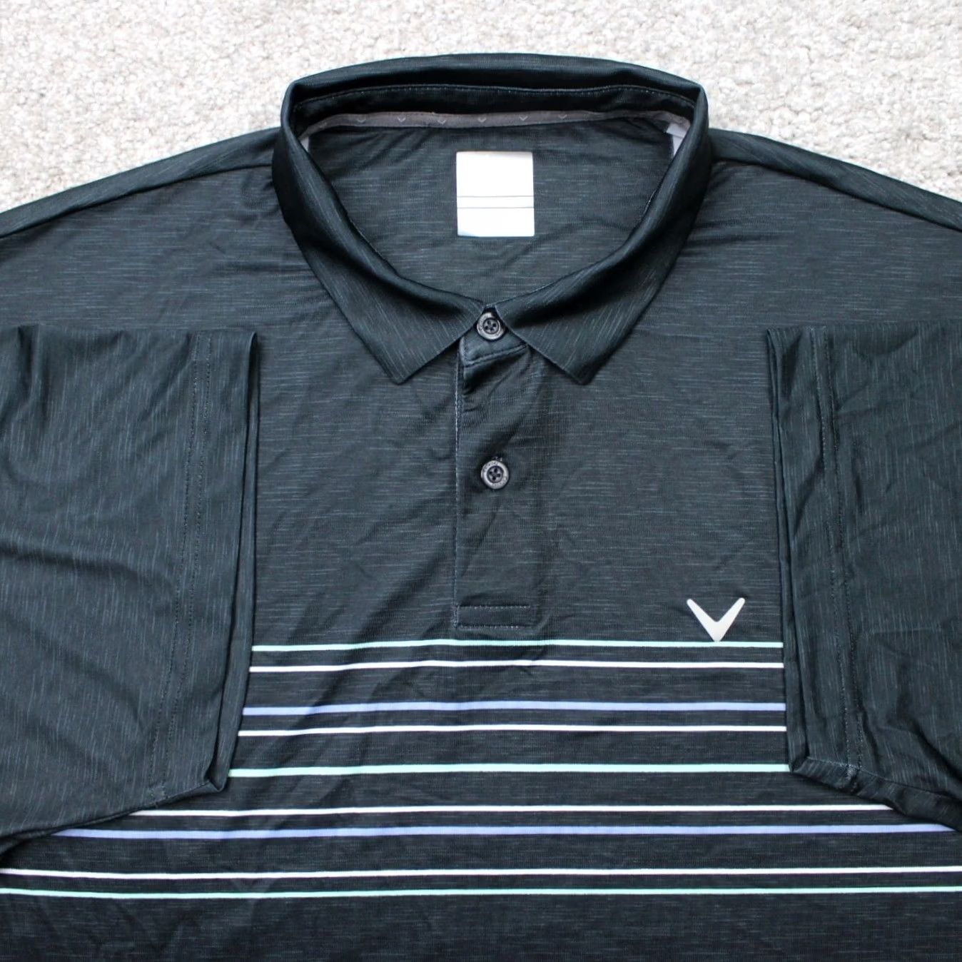 Callaway Callaway Opti-Dri Polo Shirt Mens Large Black Striped Short Sleeve Golf Shirt Shipped Next Business Day Size US L / EU 52-54 / 3 - 2 Thumbnail