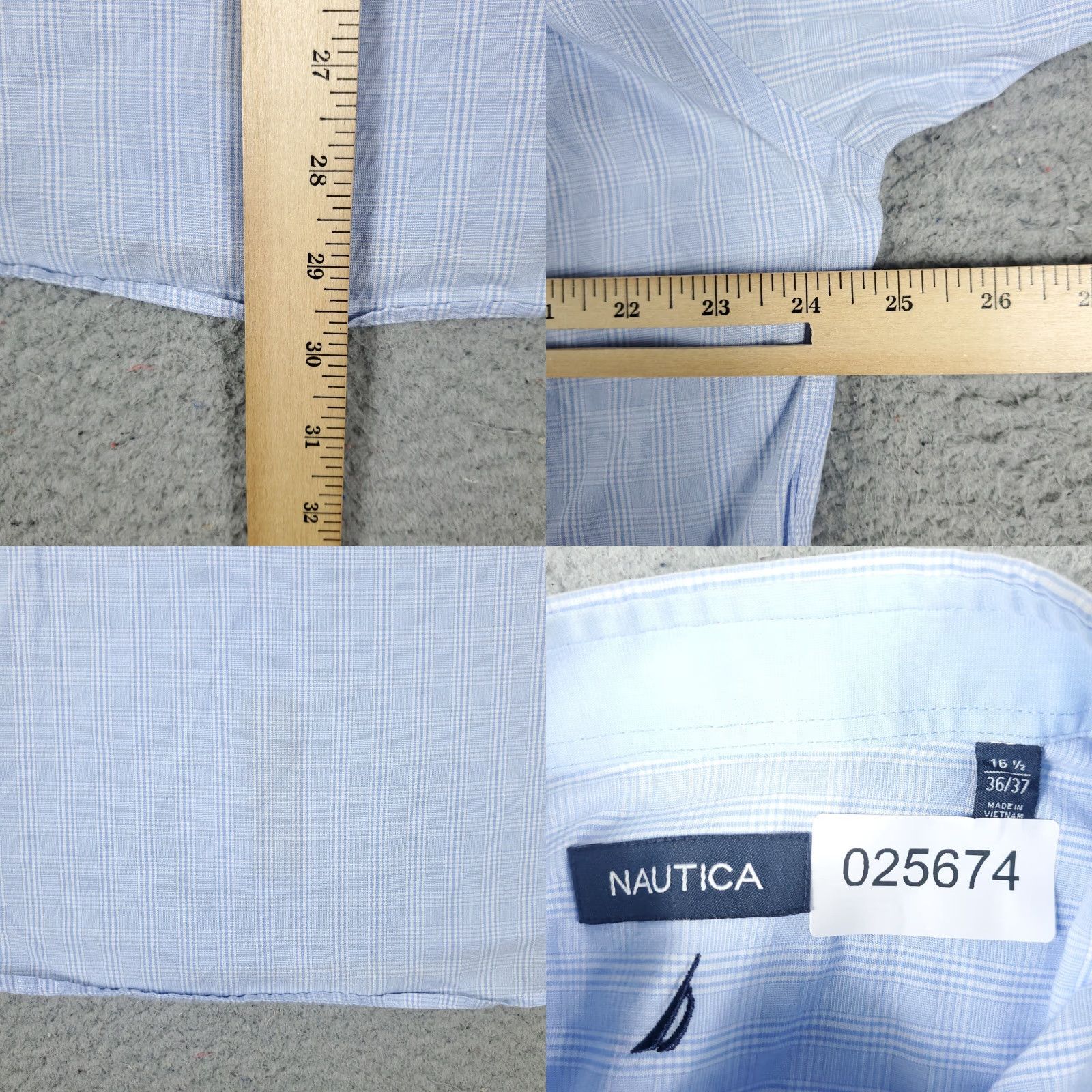 Nautica Nautica Dress Shirt Mens 16.5 Blue Plaid Long Sleeve Button Up Shirt California Classic Brand Nautica Mens 16.5 Blue Plaid Dress Shirt Size 42R - 8 Thumbnail