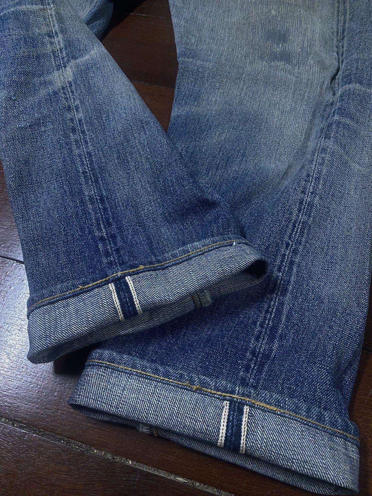 Denime Vintage 90s DENIME Japan Selvedge Distressed patch leather Size US 34 / EU 50 - 9 Thumbnail