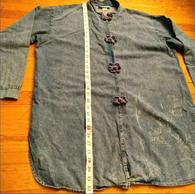 Vintage Vintage 90s MARSHA SPORT Dress Blue L Distres Flower Buttons Size L / US 10 / IT 46 - 9 Thumbnail