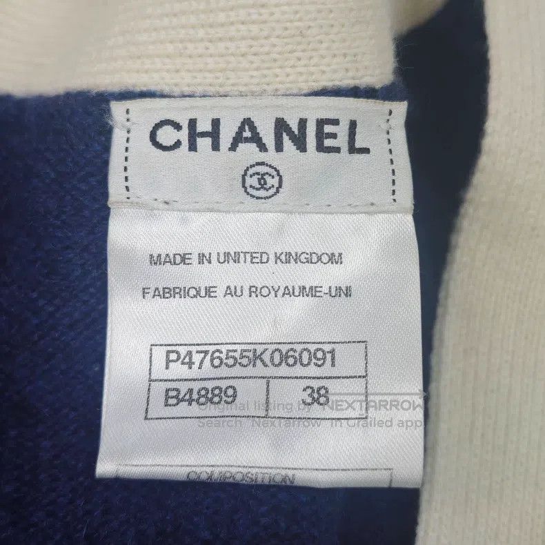 Chanel Chanel Dark blue and white classic logo cashmere medium an Size XS / US 0-2 / IT 36-38 - 6 Thumbnail