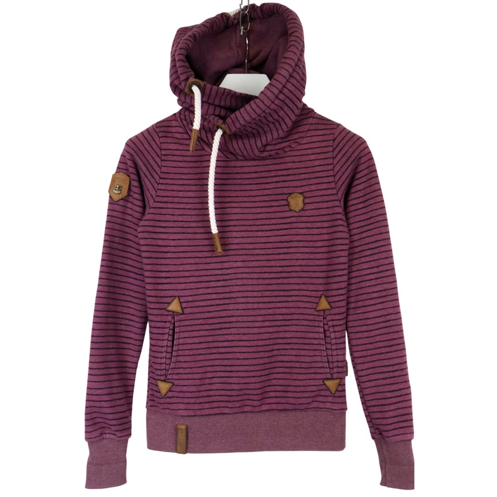 Logo 7 Naketano Sweatshirt Women's XS Purple Pocket Logo Hooded Striped Pullover Size XS / US 0-2 / IT 36-38 - 2 Thumbnail