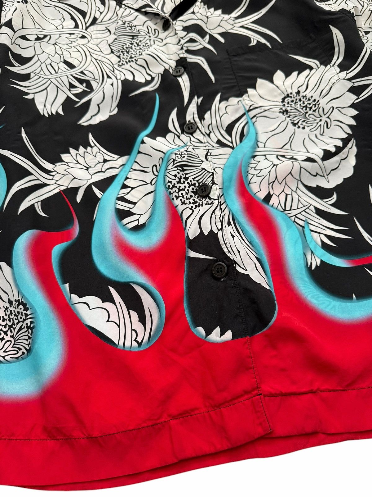 Prada Sample? Rare Viscose Version Flaming Camp Shirt Size US L / EU 52-54 / 3 - 4 Thumbnail