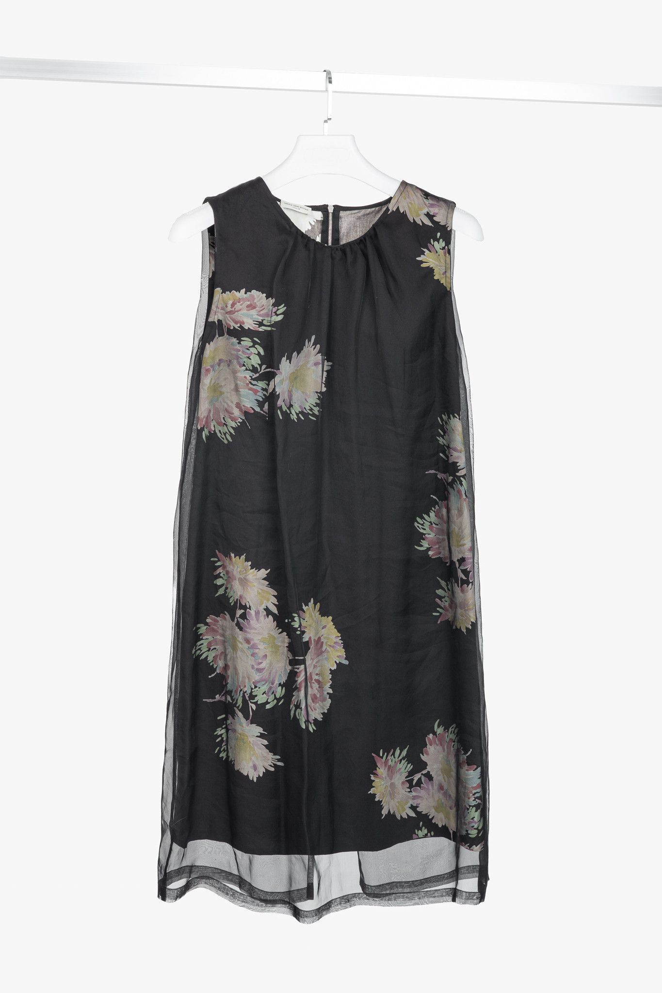 Dries Van Noten Dries Van Noten SS/13 Black Floral Silk-Organza Mini Dress Size M / US 6-8 / IT 42-44 - 1 Thumbnail