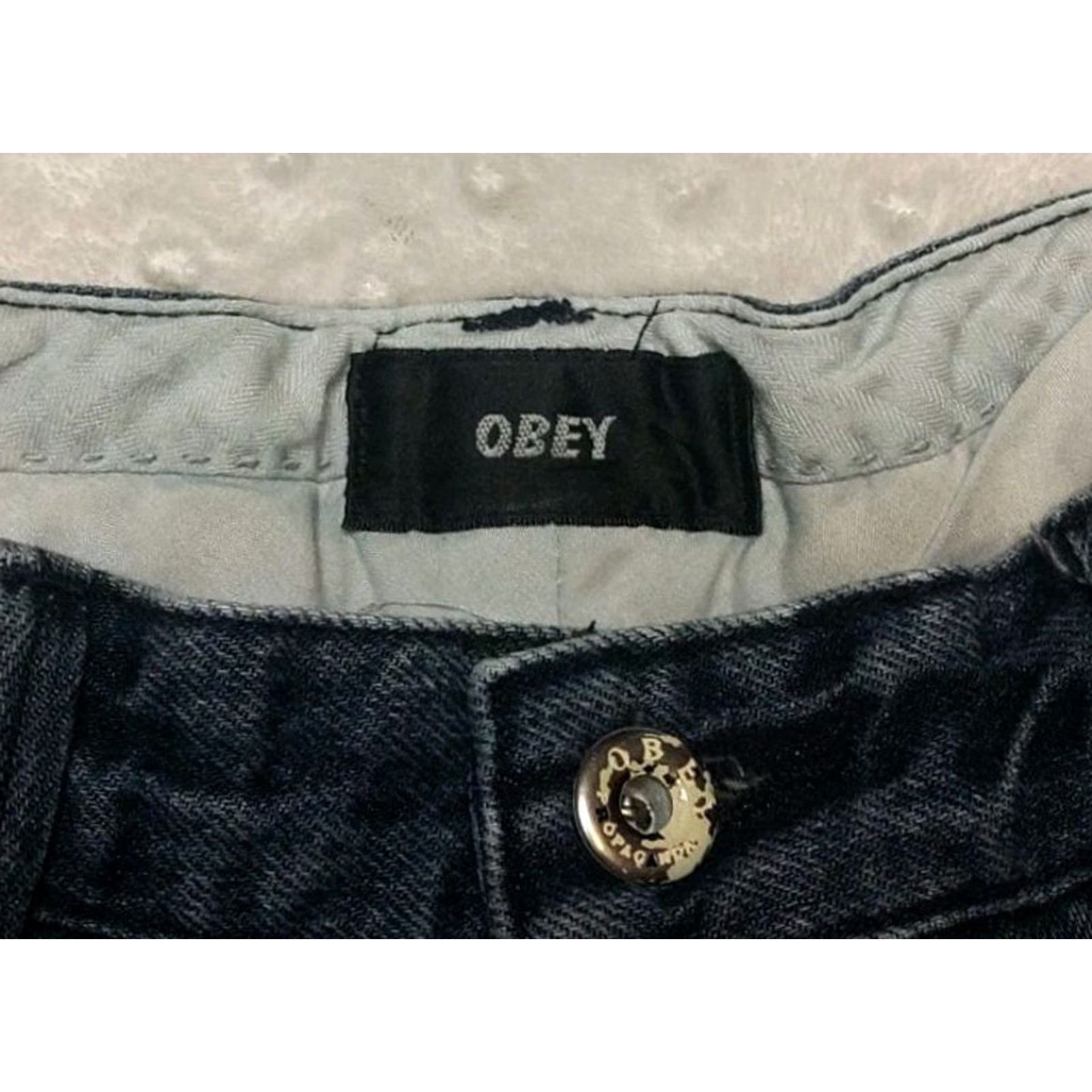 Obey OBEY Propaganda Jeans 28 30x32 Tight Straight Leg Distressed Denim Blue Women 90s Rise Mid 5-Pocket Jeans Size 28" / US 6 / IT 42 - 6 Thumbnail