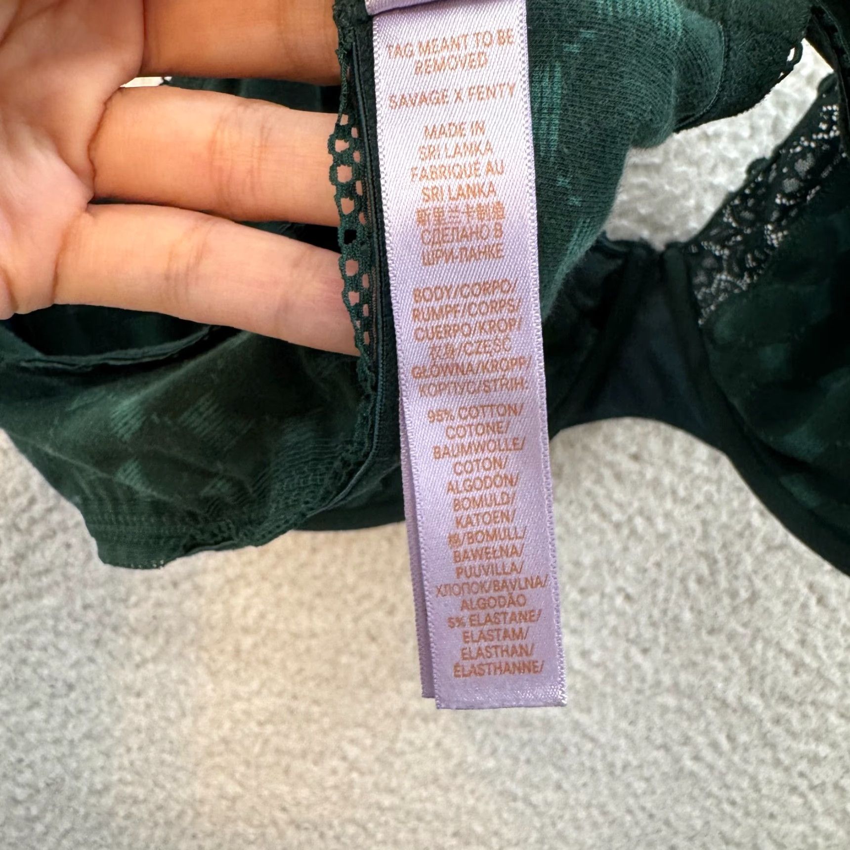 Vintage Savage X Fenty Balconette Bra 44DD Plus Size Emerald Green Unlined Underwire Green Women's Bra DD Balconette Size ONE SIZE - 7 Thumbnail