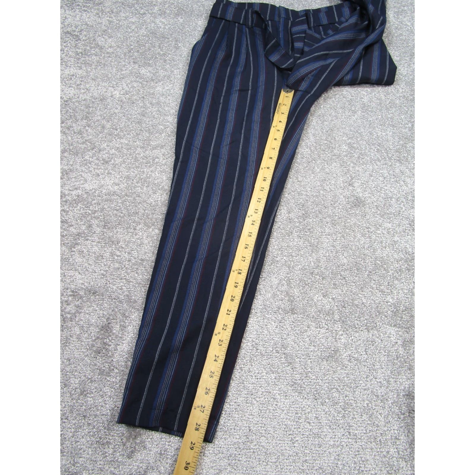 Pendleton VINTAGE Pendleton Dress Pants Womens 6P Petite Wool Taper Leg Navy Striped Office Wear Size 28" / US 6 / IT 42 - 6 Thumbnail