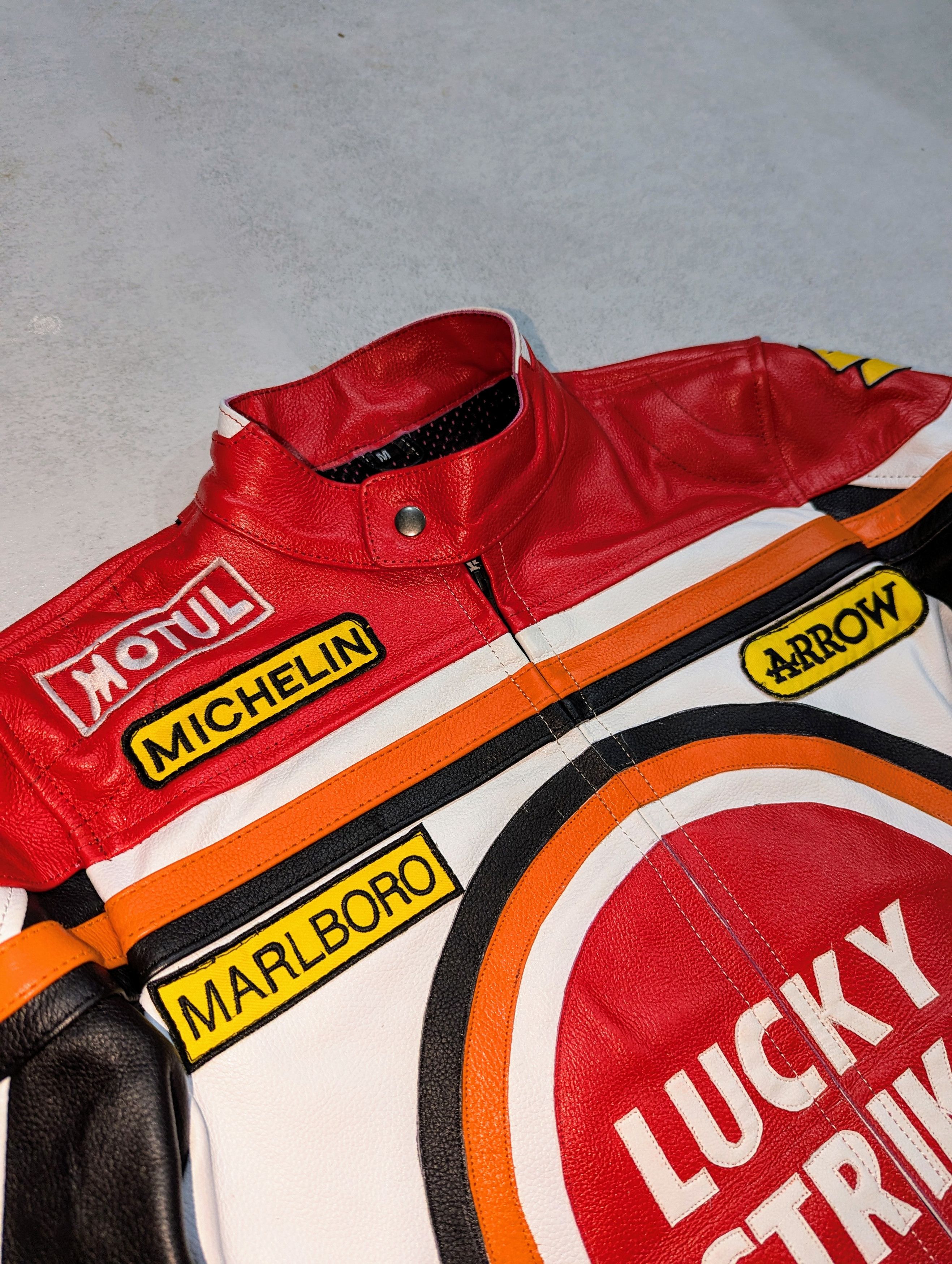 🔥 LUCKY STRIKE 🔥 RARE 90s LEATHER JACKET STREETWEAR