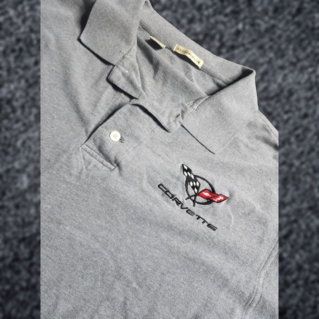 Vintage Men's Gray Corvette Cars Embroidered Polo Shirt L Activewear Size US L / EU 52-54 / 3 - 1 Thumbnail