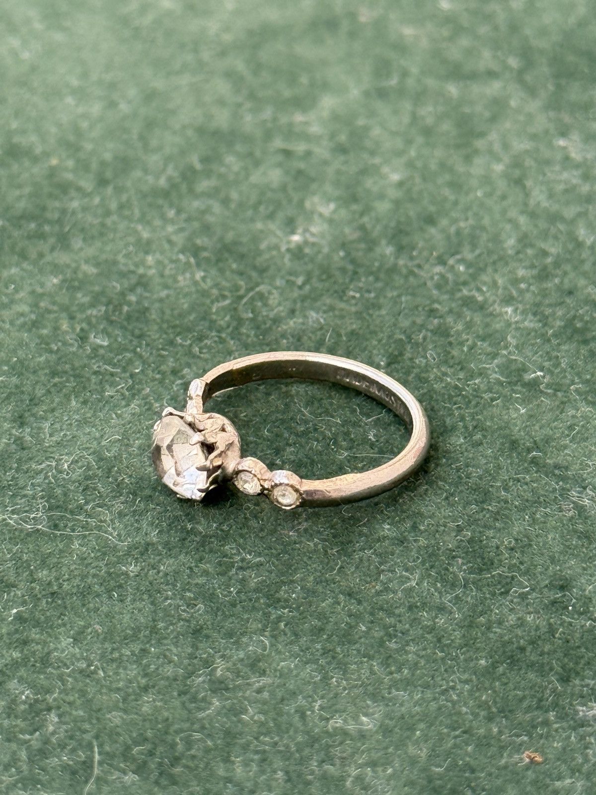 Vintage Vintage Sterling Silver Ring with Clear Stone Size ONE SIZE - 2 Thumbnail