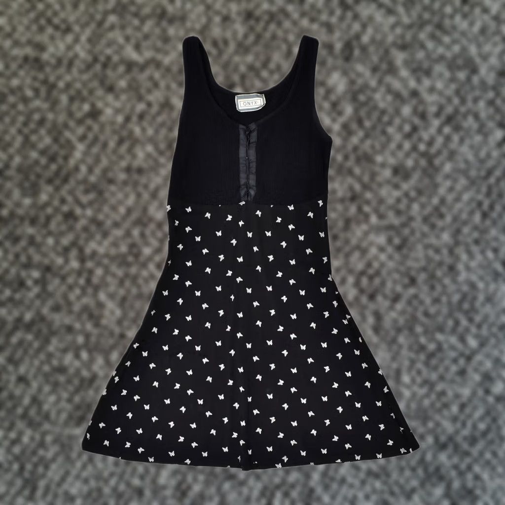 Vintage ONYX Womens A-Line Dress Black Floral Viscose UK 2 2XS Size XXS / US 00 / IT 34 - 1 Thumbnail