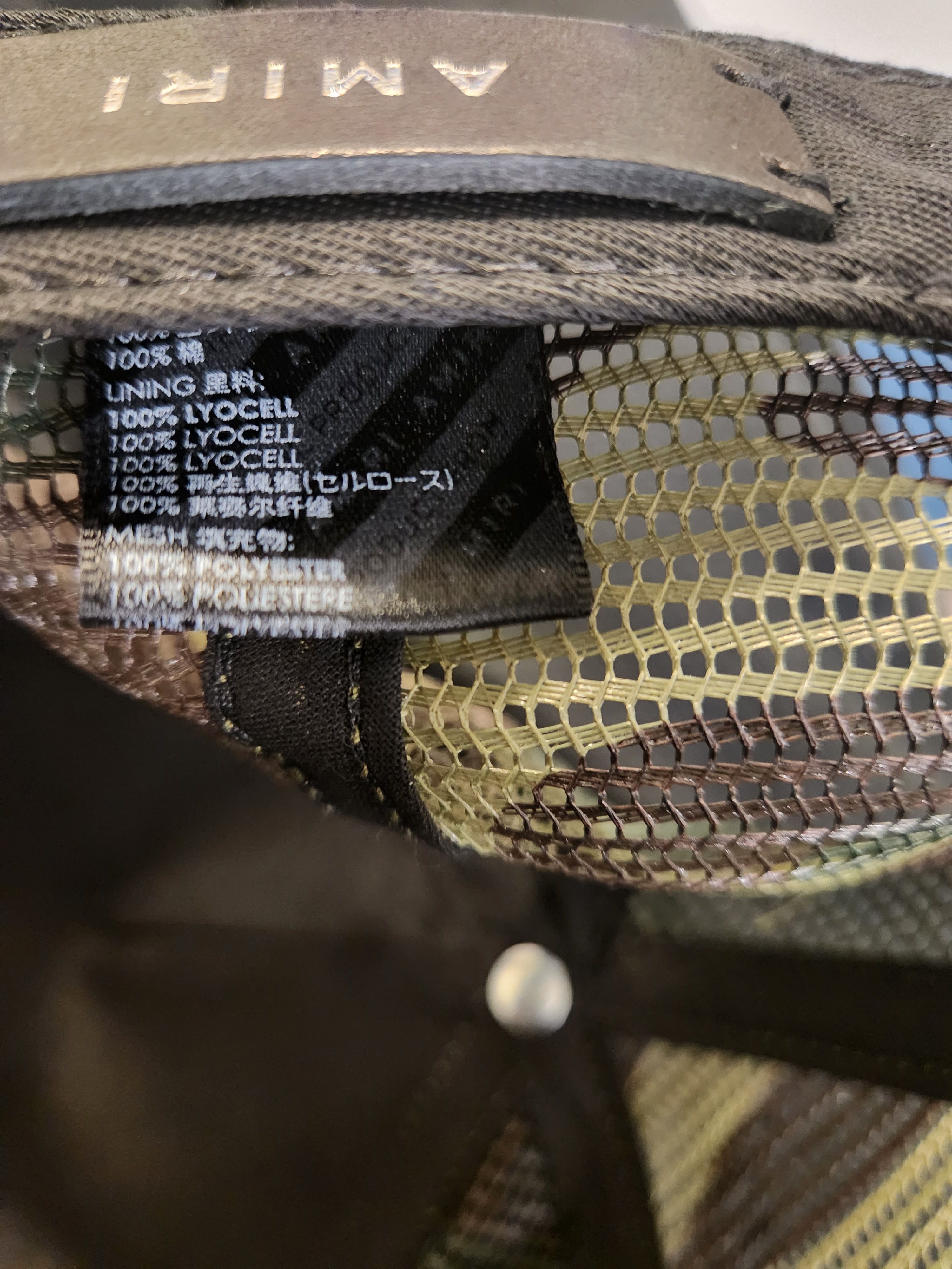 Amiri AMIRI olive green/orange stencil camo trucker hat Size ONE SIZE - 6 Thumbnail