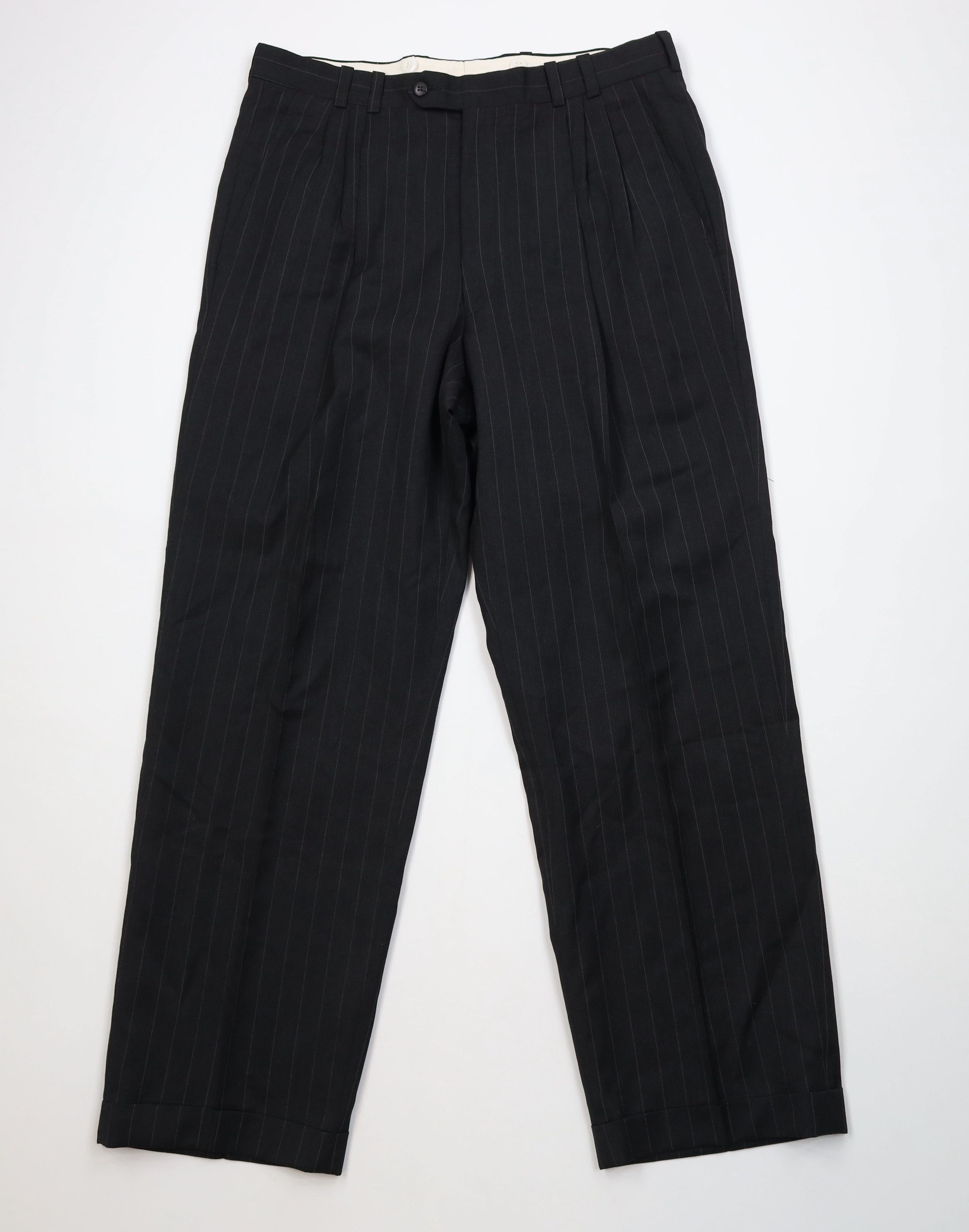 Vintage Vintage 90s Streetwear Pinstriped Wide Leg Chino Pants Black Size US 34 / EU 50 - 1 Thumbnail