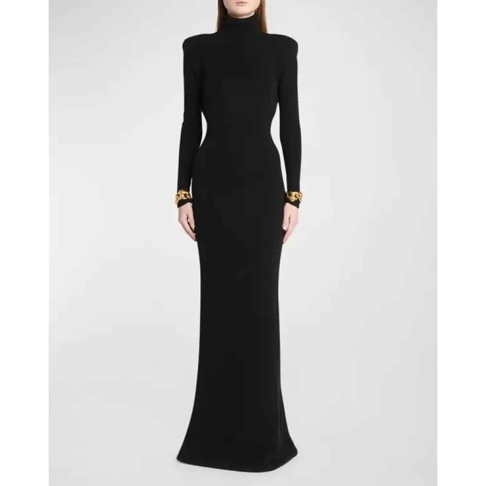 Tom Ford o1loc1c1225 ACK502 Cashmere Knit Evening Dress in Black Size S / US 4 / IT 40 - 2 Thumbnail