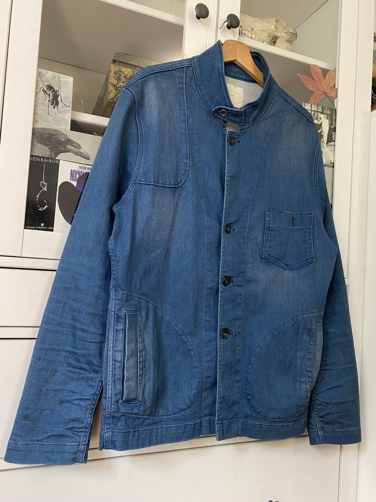Selected Homme Vintage Washed Indigo Workwear Chore Coat Jacket Denim Size US XL / EU 56 / 4 - 6 Thumbnail