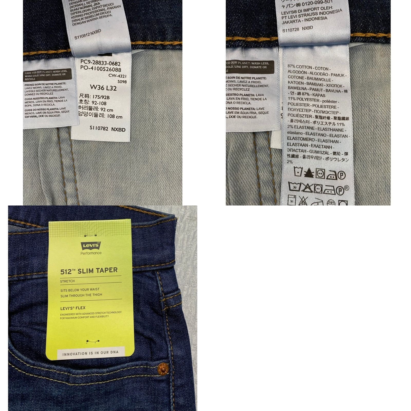 Levi's Levi's Jeans 512 Slim Taper 36x32 Dark Wash Blue Flex Stretch Denim 5-Pocket Mens Size US 36 / EU 52 - 8 Thumbnail