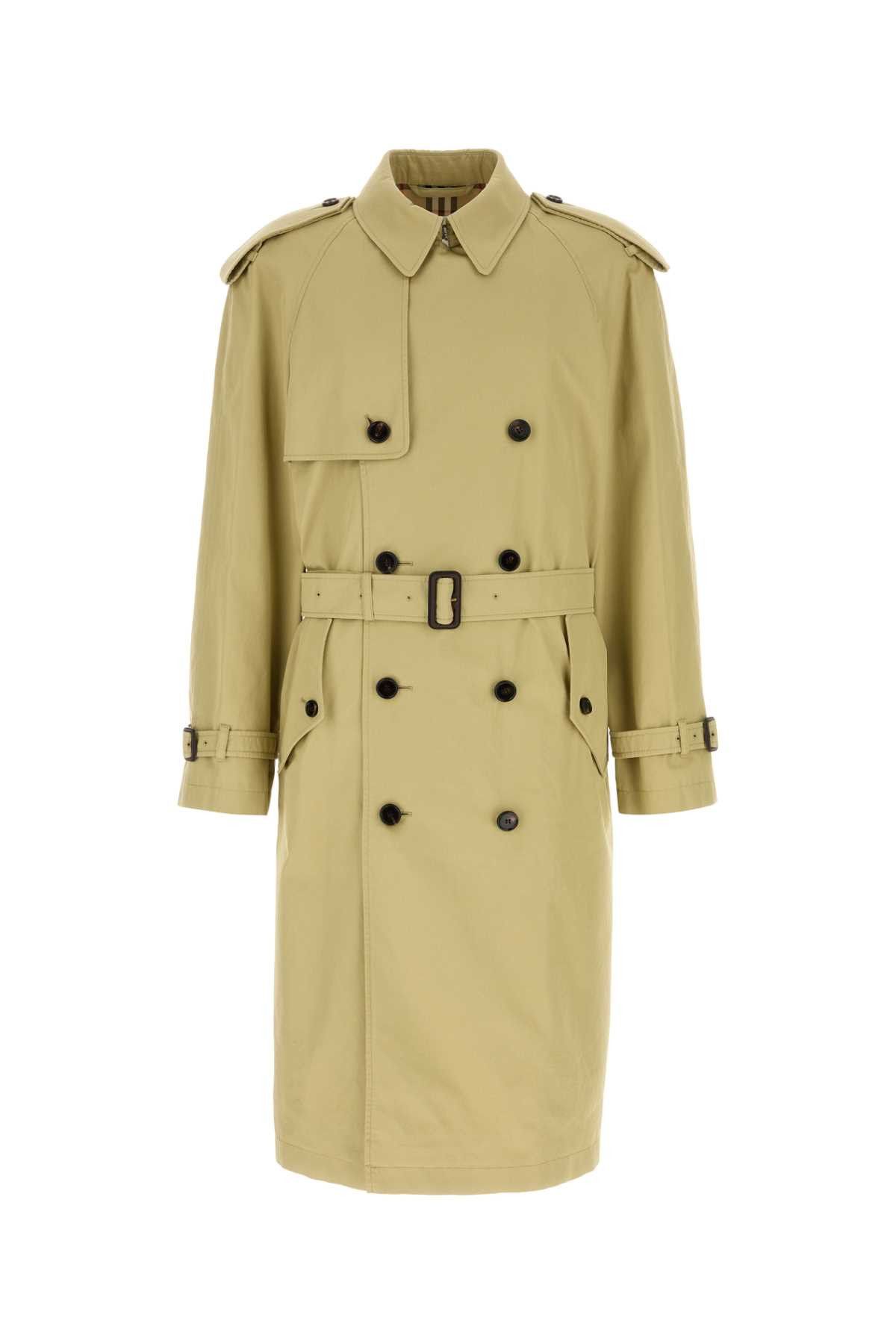 BURBERRY SAGE GREEN GABARDINE TRENCH COAT Burberry Long