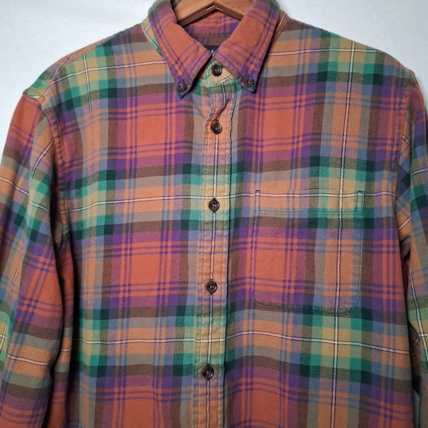 Lands' End Lands' End Flannel Shirt Men M Button-Down Regular Long Sleeve MultiColor Plaid Workwear Outdoor Outdoorsy Pockets Size US M / EU 48-50 / 2 - 2 Thumbnail