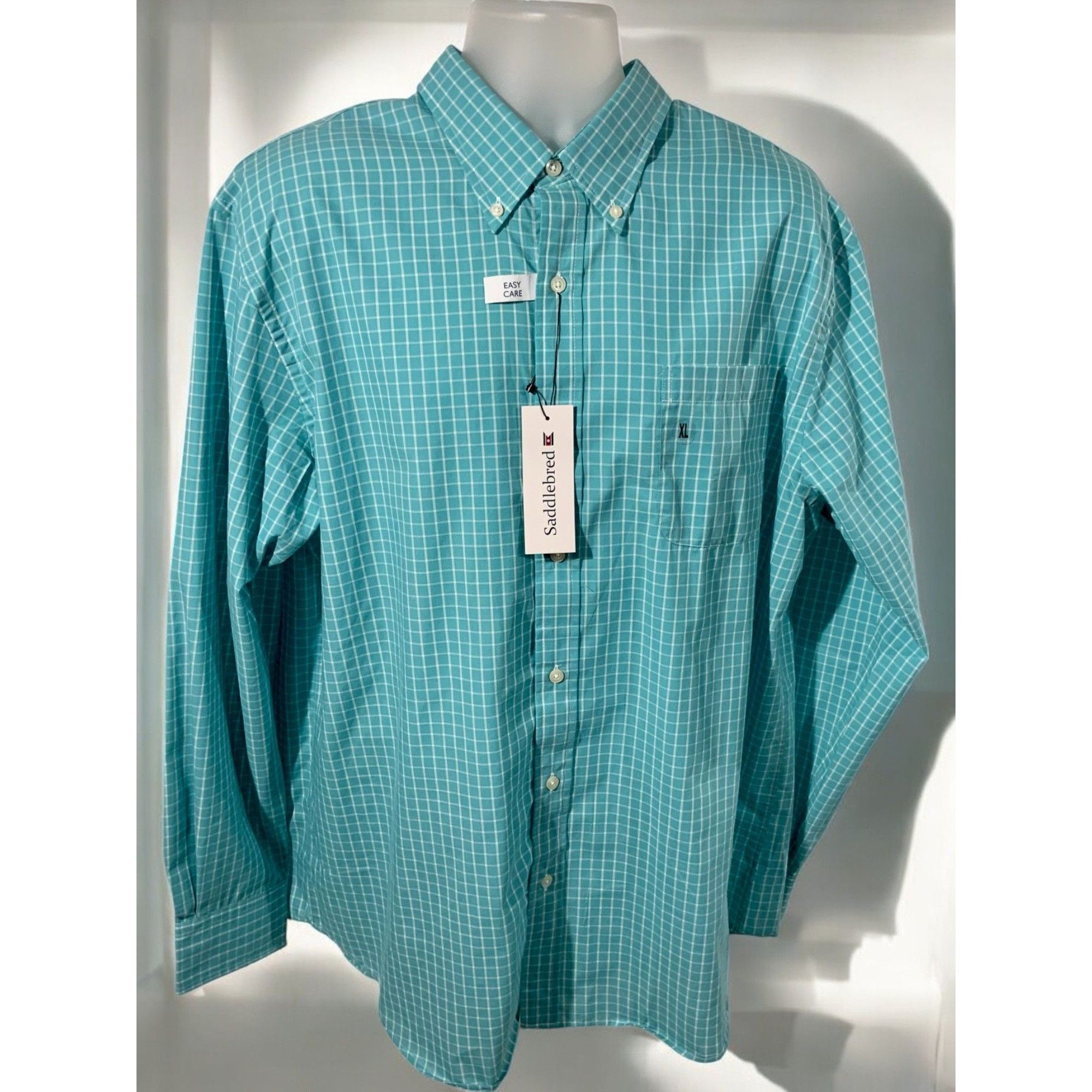 Saddlebred Saddlebred Classic Fit Turquoise Checkered Shirt NEW XL Size US XL / EU 56 / 4 - 2 Thumbnail