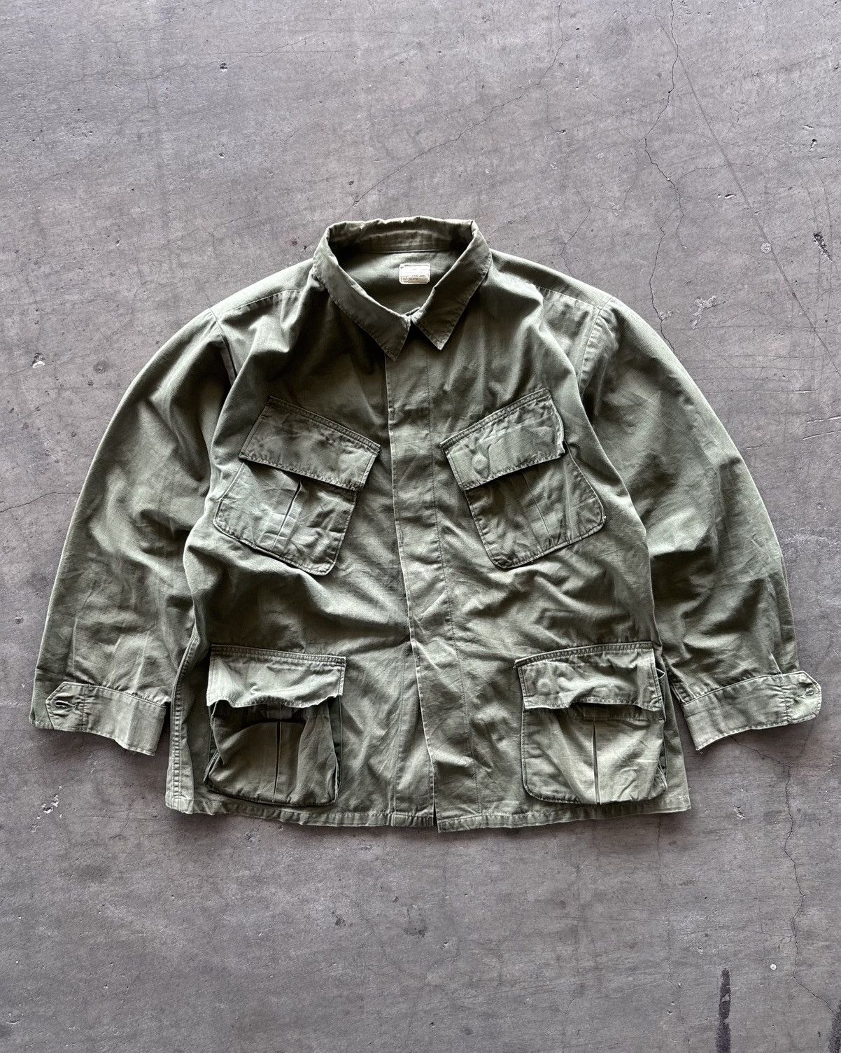 Vintage 60s US.ARMY OG Jungle Fatigue Military Jacket Size US L / EU 52-54 / 3 - 1 Thumbnail