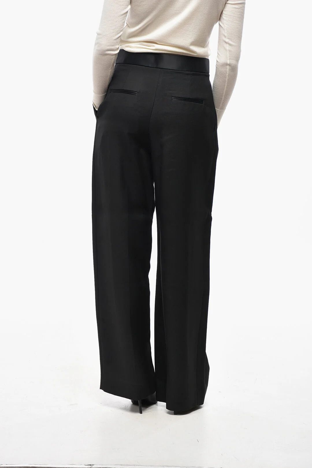 KHAITE og1mm0426 Single-Pleat Palazzo Pant in Black Size 27" / US 4 / IT 40 - 2 Thumbnail