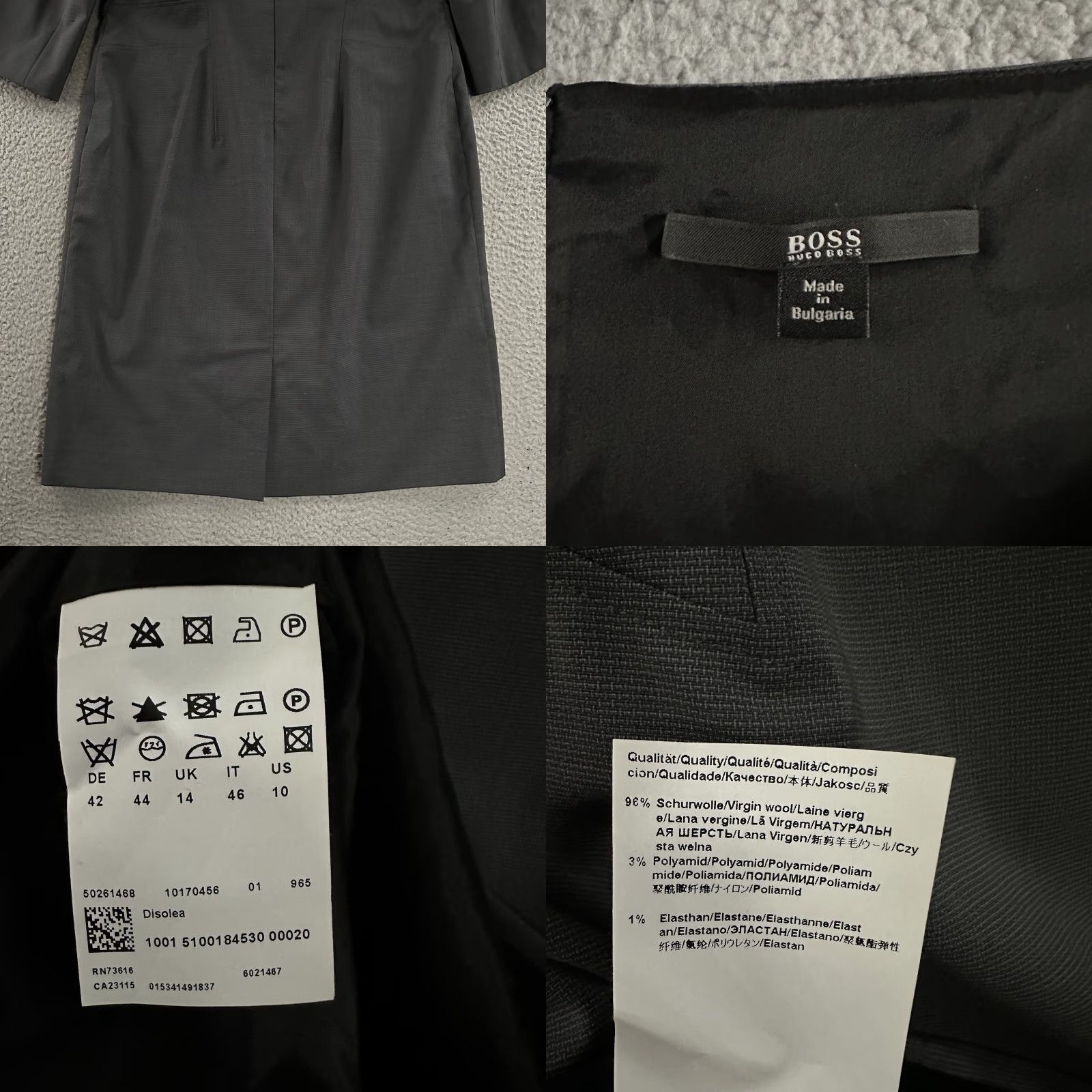Vintage VINTAGE Boss Hugo Boss Womens Dress Gray Size 10 Knee Length Sheath Boat Neck Wool Blend Size L / US 10 / IT 46 - 9 Thumbnail
