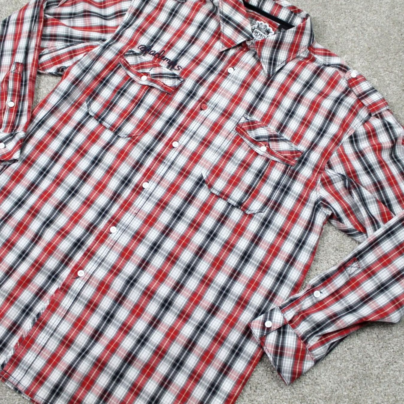 Akademiks Akademiks Shirt Mens 2XL XXL Red/Black/White Checkered Cotton L/S Button Up Shirt Mens 2XL Size US XXL / EU 58 / 5 - 3 Thumbnail
