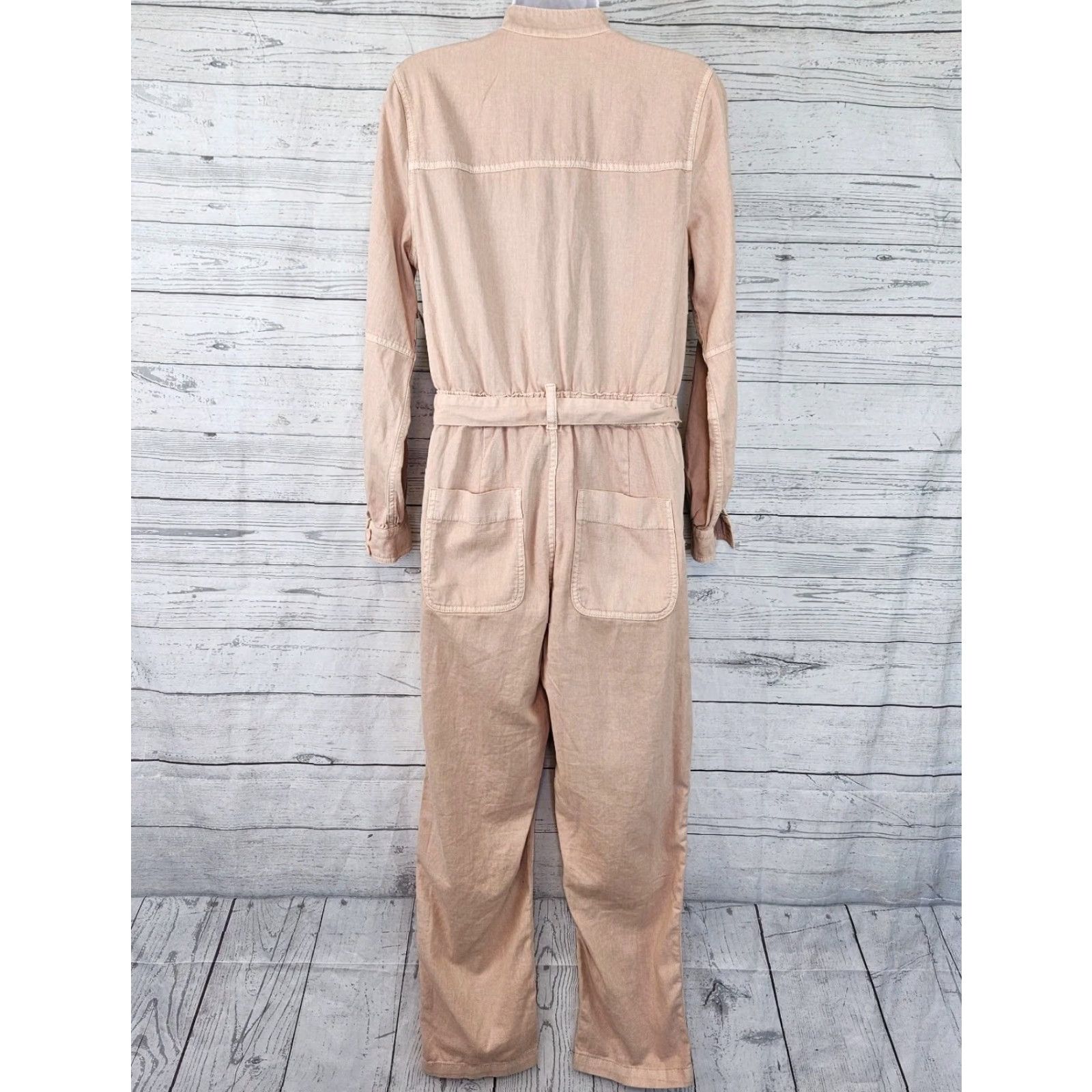 Old Navy Old Navy Womens Jumpsuit Sz Small Pink Long Sleeve Belted Cotton Size S / US 4 / IT 40 - 3 Thumbnail