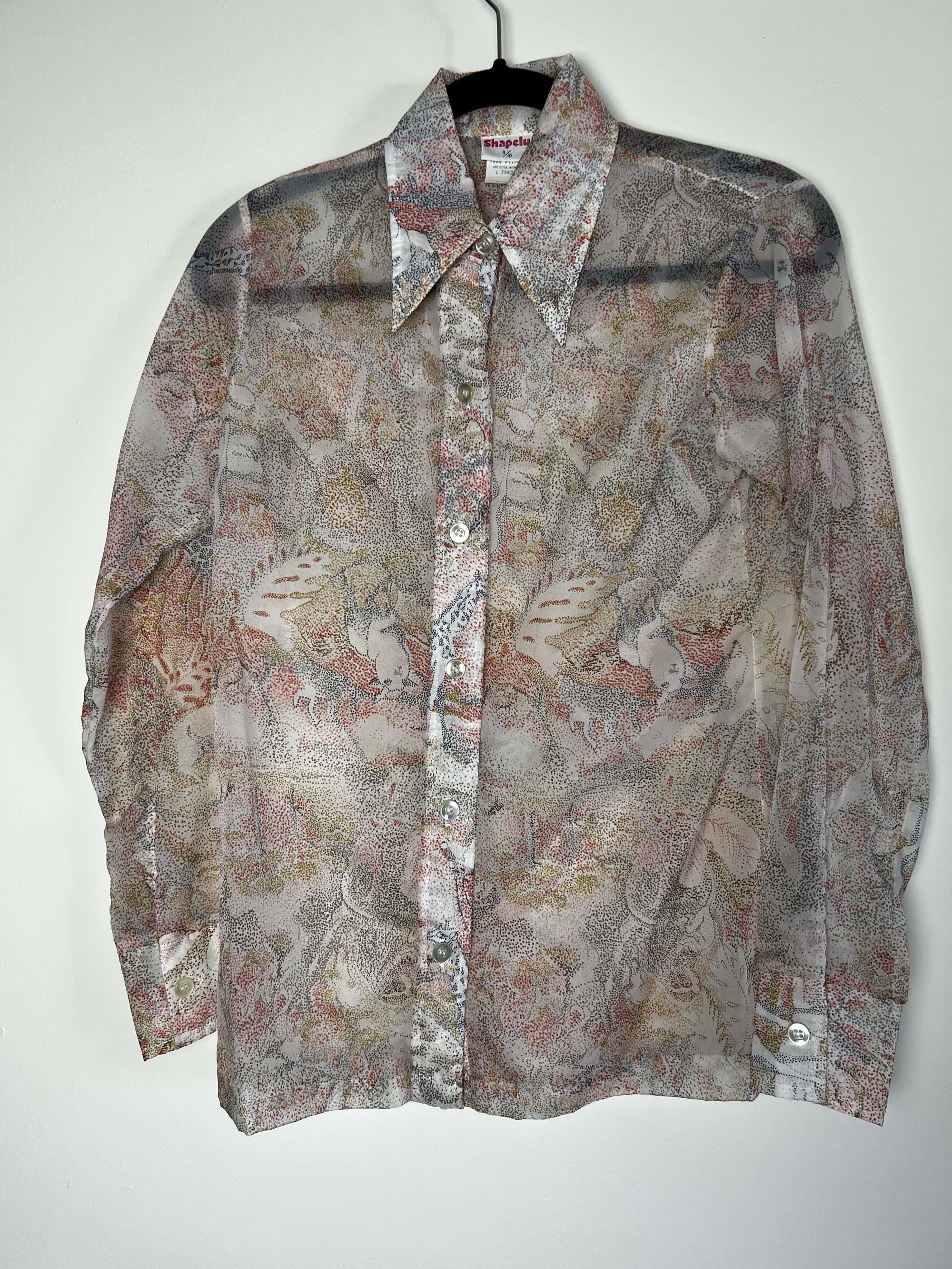 Vintage Vintage 1960's Shapely Sheer Animal Art Button Up Shirt Size M / US 6-8 / IT 42-44 - 10 Thumbnail