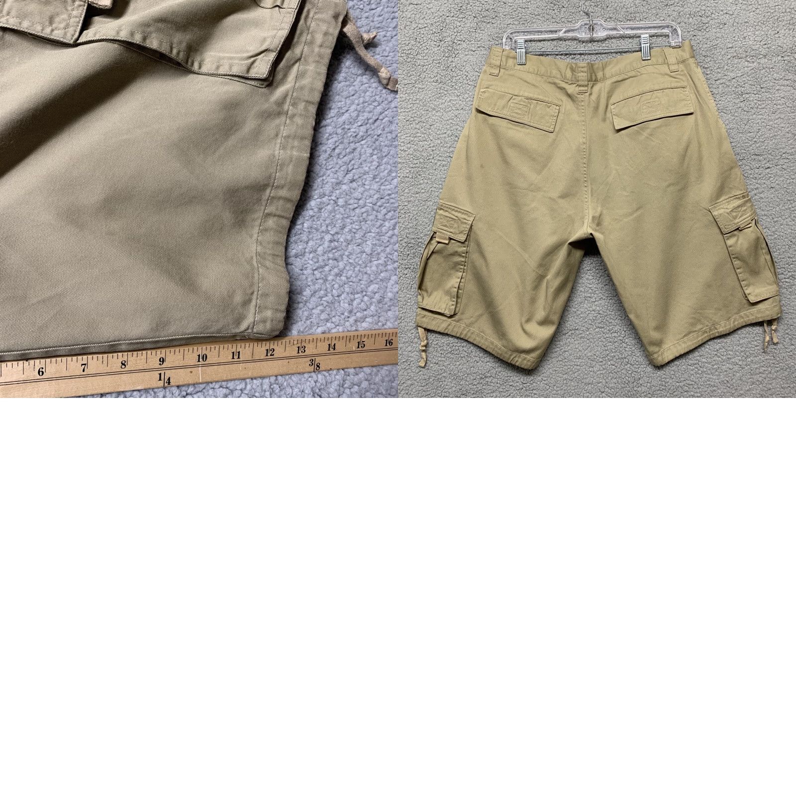 Denime Godbody Denim Cargo Mens Cargo Shorts Tan Size 36 Drawstring Legs Brown Cotton 5-Pocket Design Belt Loops Regular Size US 36 / EU 52 - 8 Thumbnail