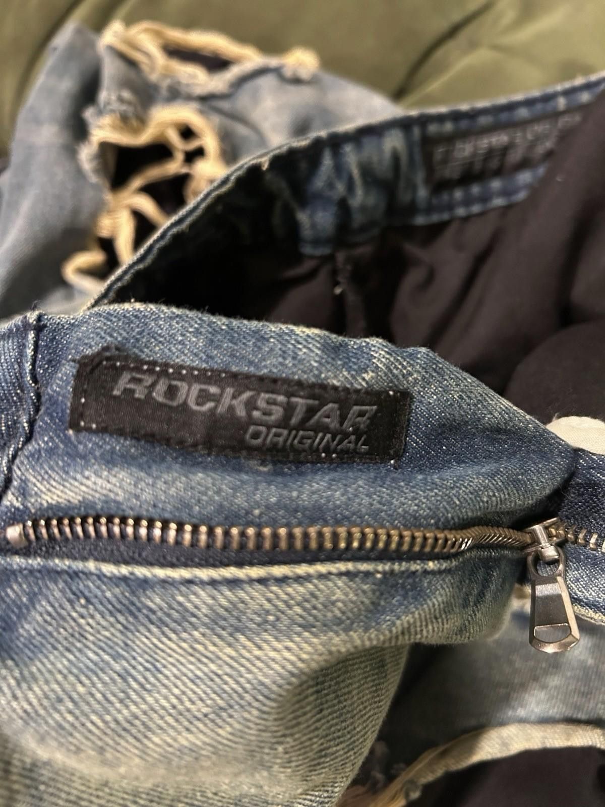 Designer Rockstar Original Tamyra Blue Baggy Jeans M Distressed NWT Size US 32 / EU 48 - 7 Thumbnail