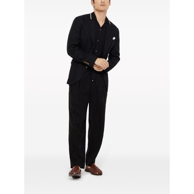 Brunello Cucinelli o1la1rc1a0425 Jacket Linen in Black Size US M / EU 48-50 / 2 - 2 Thumbnail