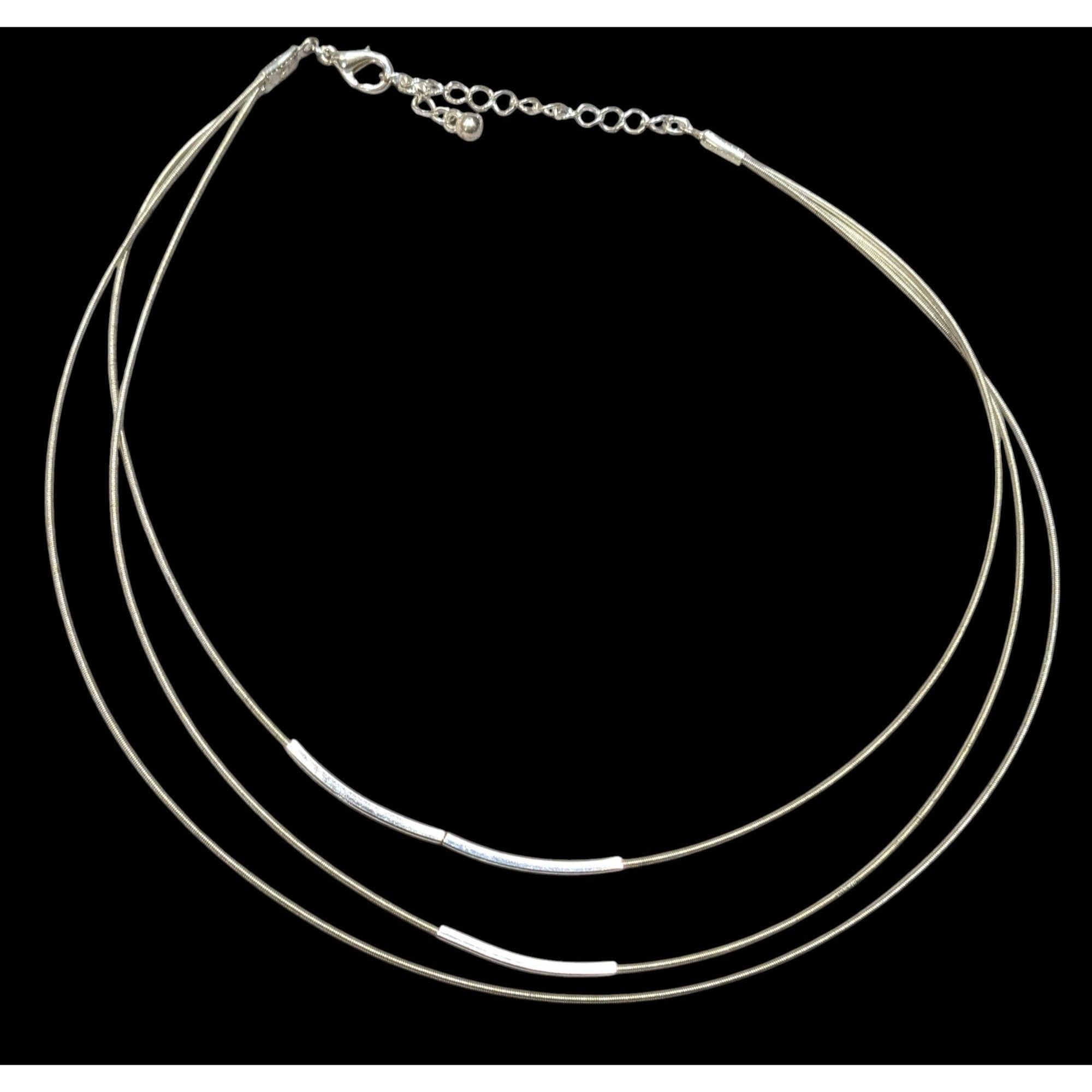 Other Modern Layered Silver Tone Coil Wire Necklace With Tube Bead Size ONE SIZE - 1 Thumbnail