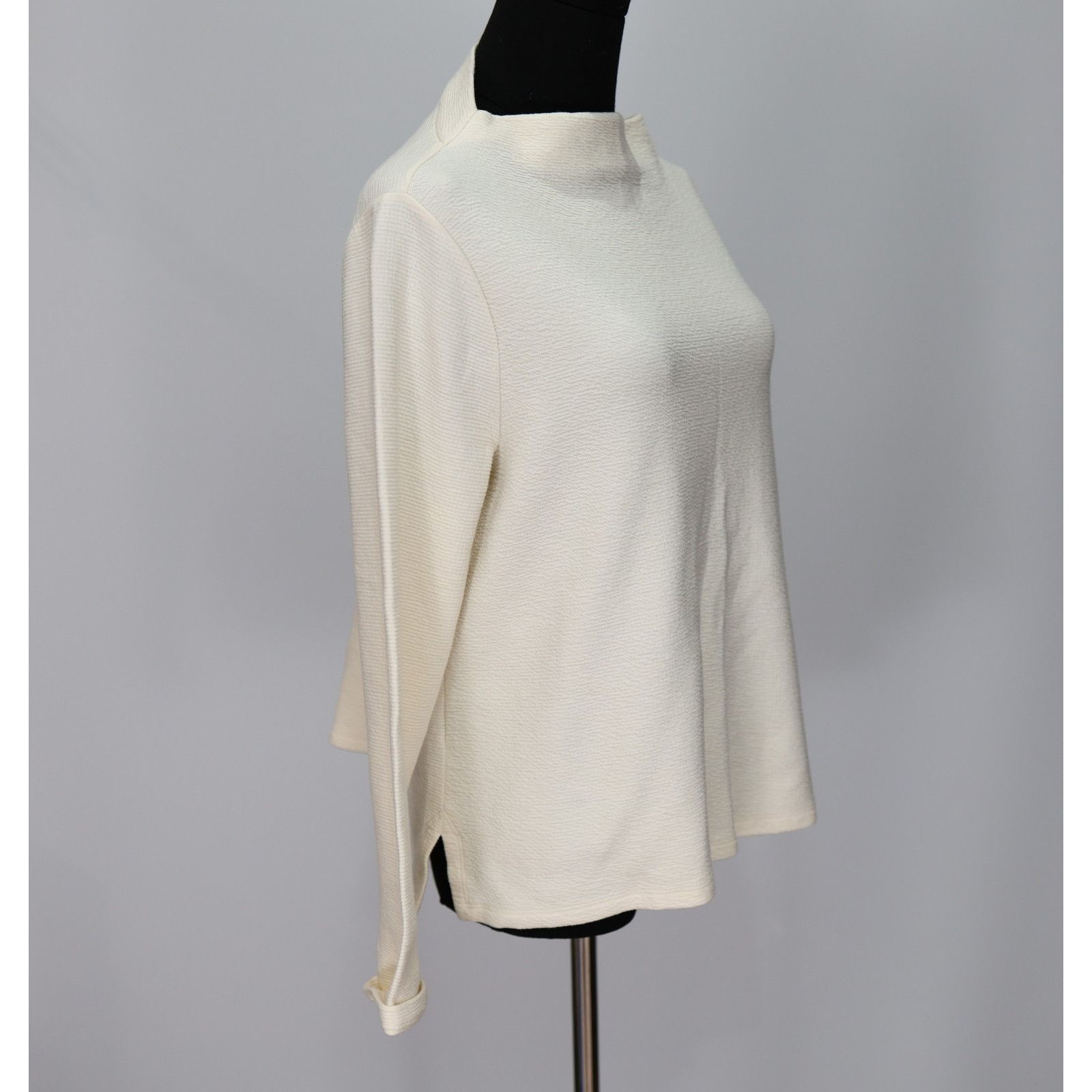 Eileen Fisher EILEEN FISHER Cream Crinkled Funnel Cotton Blouse Size PM Size M / US 6-8 / IT 42-44 - 3 Thumbnail