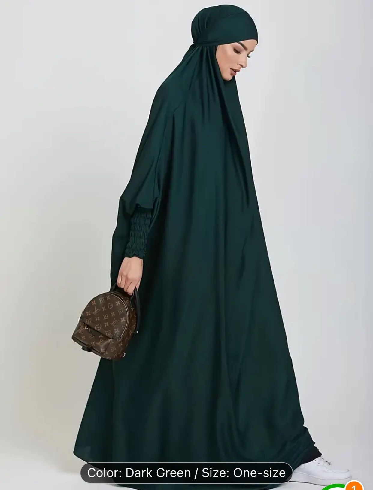 Other Muslim One Piece Cinch Sleeve Long Dress Women Hooded Dubai Size ONE SIZE - 2 Thumbnail