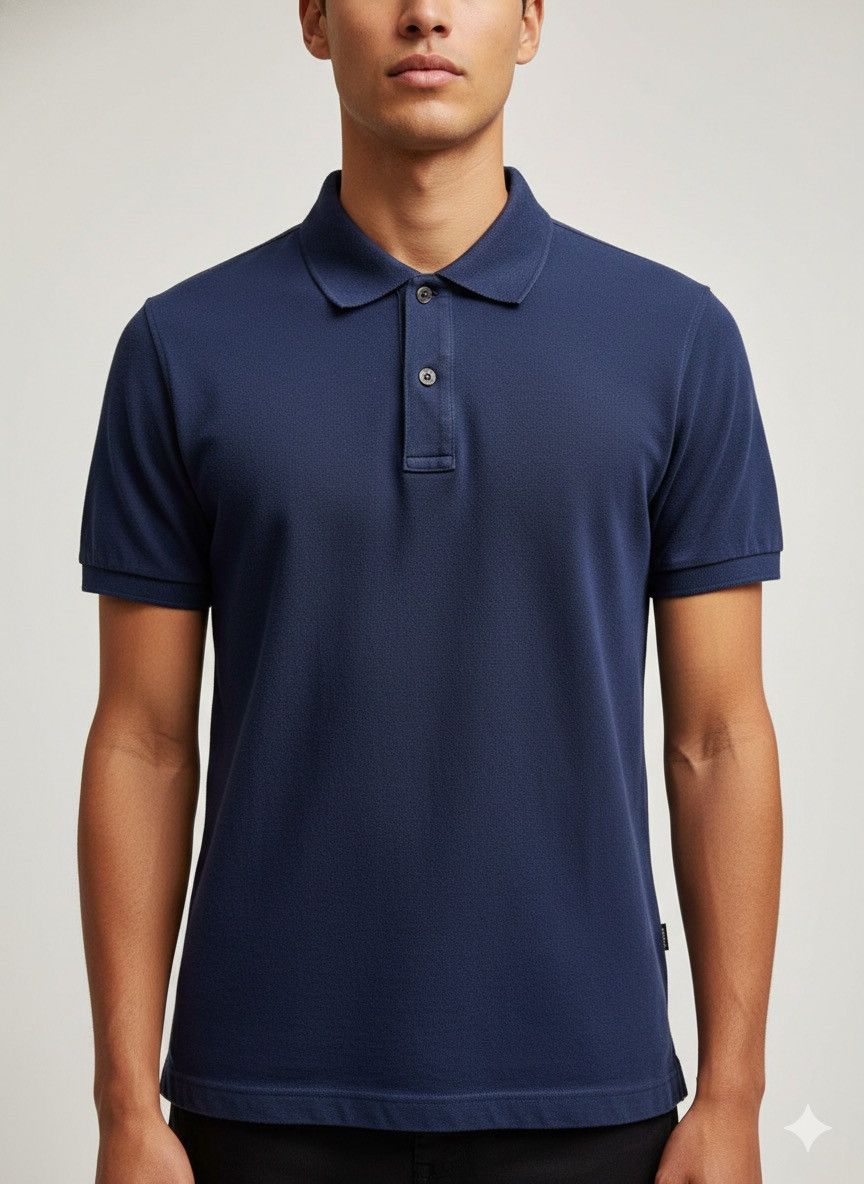 Issey Miyake Vintage Issey Miyake Navy Blue Pique Knit Polo Shirt Size US M / EU 48-50 / 2 - 2 Thumbnail