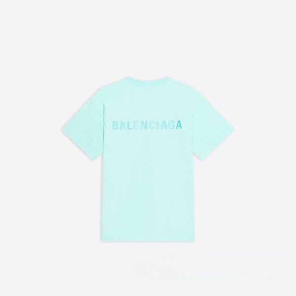 Balenciaga o1s1wg111124 Logo T-Shirt Medium Fit in Mint Green Size M / US 6-8 / IT 42-44 - 2 Thumbnail