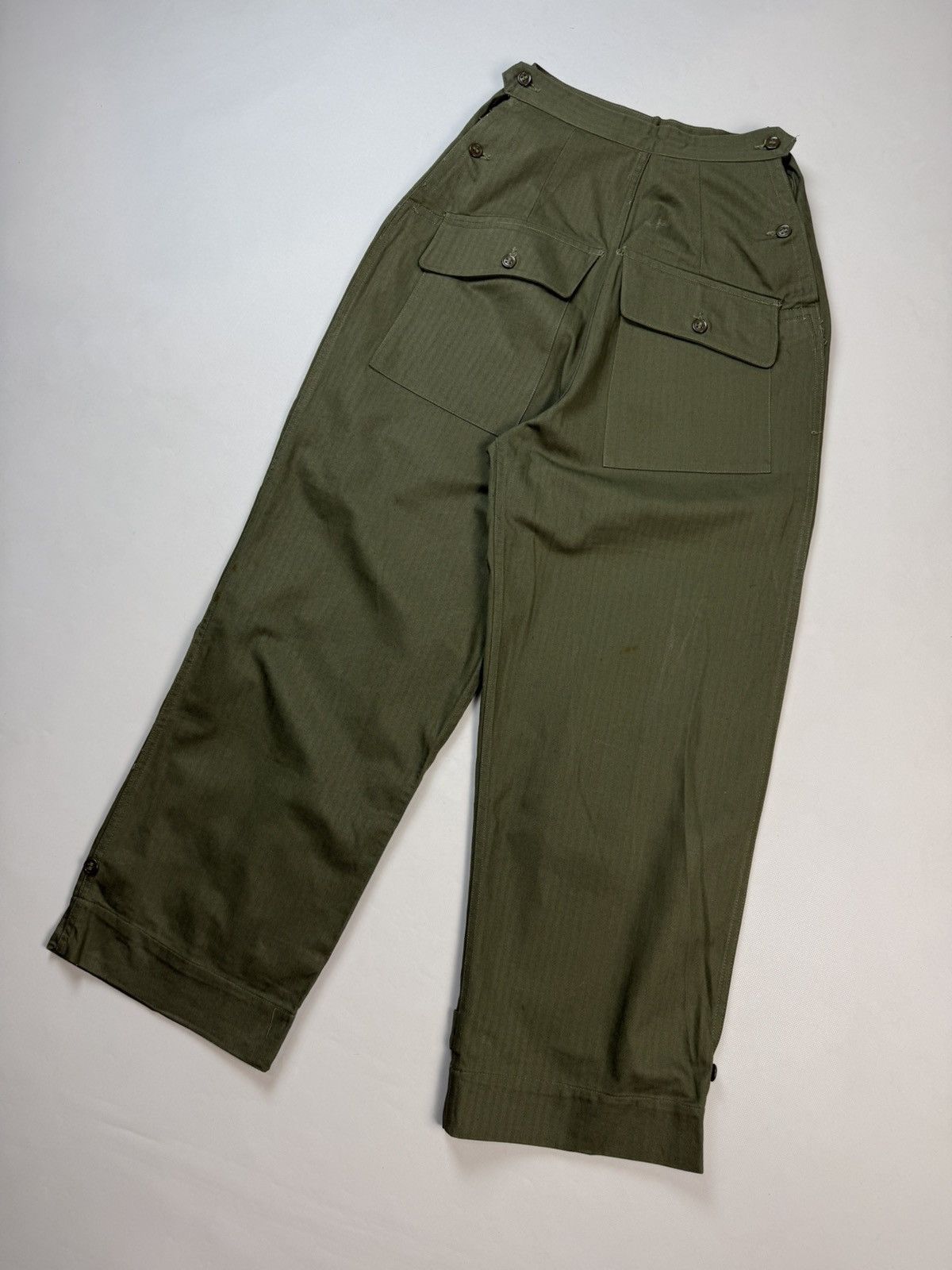 Vintage Original WW2 US Army Corps HBT Herringbone Twill Slack Pants Size 27" / US 4 / IT 40 - 4 Thumbnail