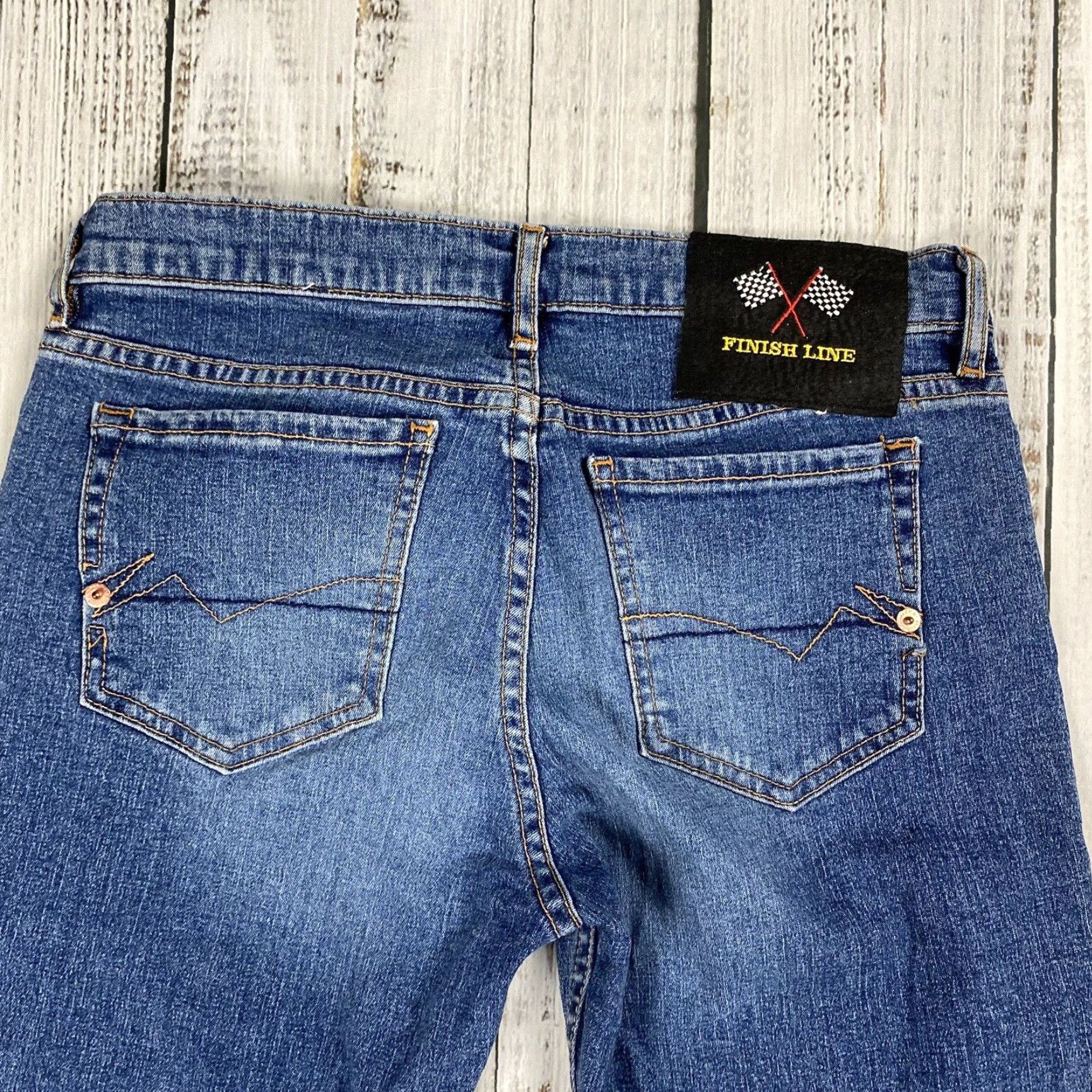 Vintage ALLEN SCHWARTZ Racing Bootcut Jeans Women Size 28 Blue Denim Flare Patches Regular Fit Size 28" / US 6 / IT 42 - 7 Thumbnail