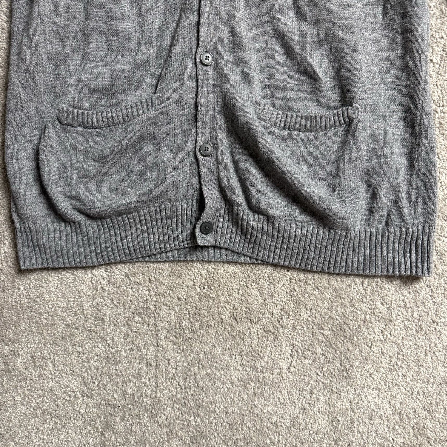 Vintage St Johns Bay Cardigan Mens L Grandpa Sweater Pockets Shawl Collar Classic Gray 100% Cotton Knit Pocketed Regular Mens Size US L / EU 52-54 / 3 - 3 Thumbnail