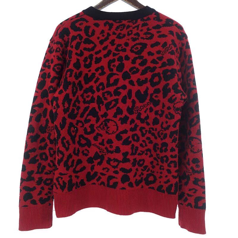 Roen roen Red Leopard Print Wool Cardigan K11 Size US M / EU 48-50 / 2 - 2 Thumbnail