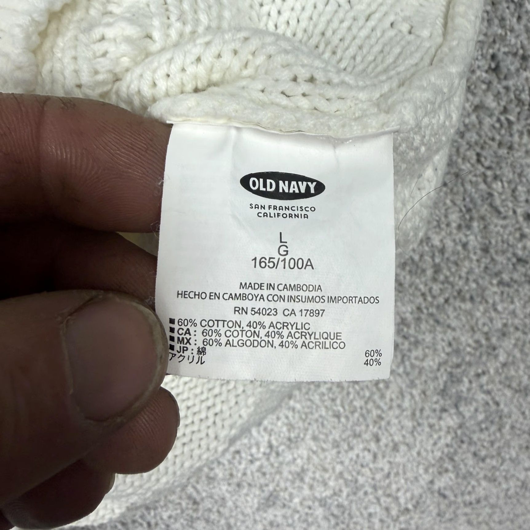 Old Navy Old Navy Sweater Womens L White Cable Knit Crewneck Coastal Winter Chic Normcore Size L / US 10 / IT 46 - 6 Thumbnail