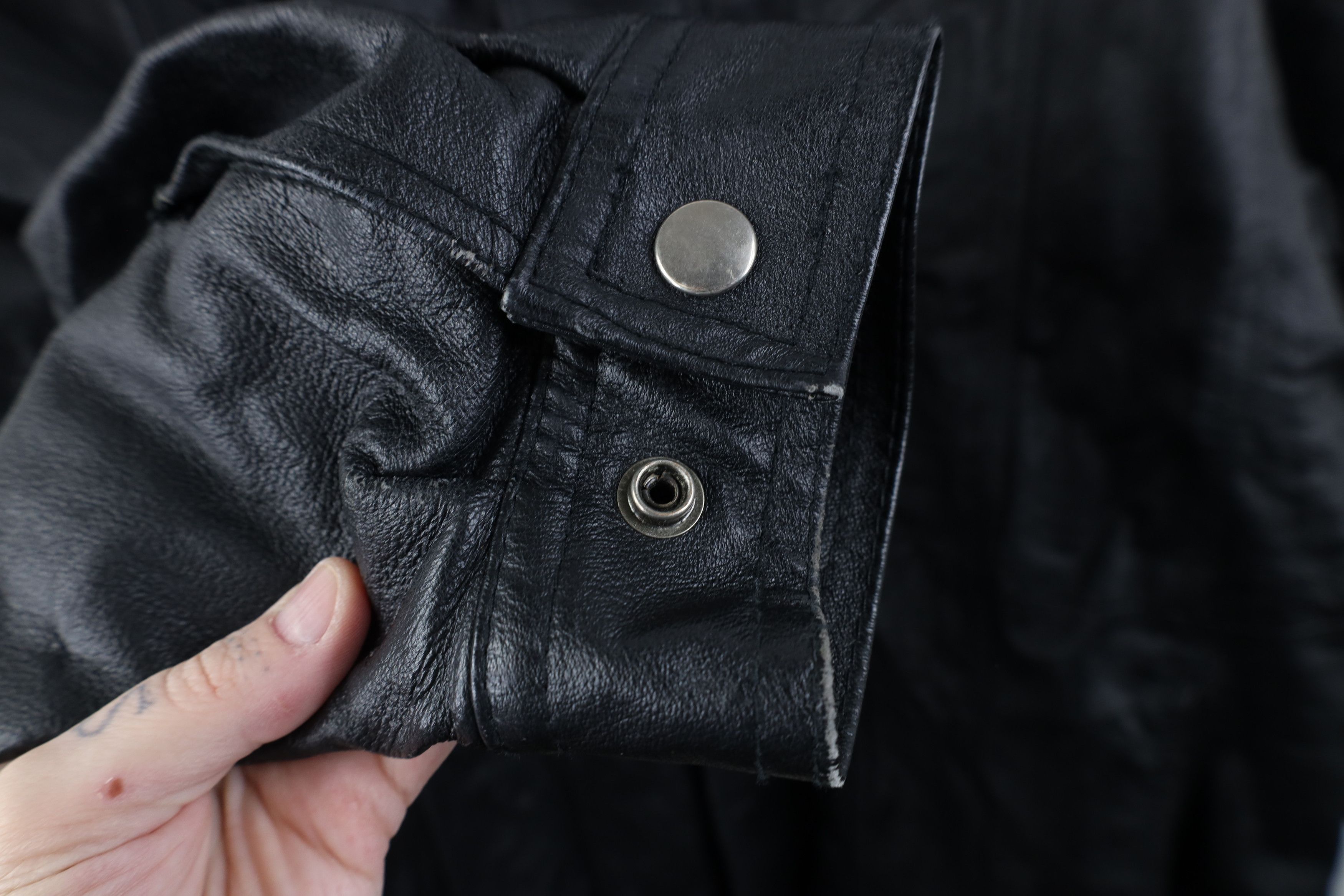 Vintage Vintage 90s Streetwear Full Zip Leather Parka Jacket Black Size US XXL / EU 58 / 5 - 7 Thumbnail