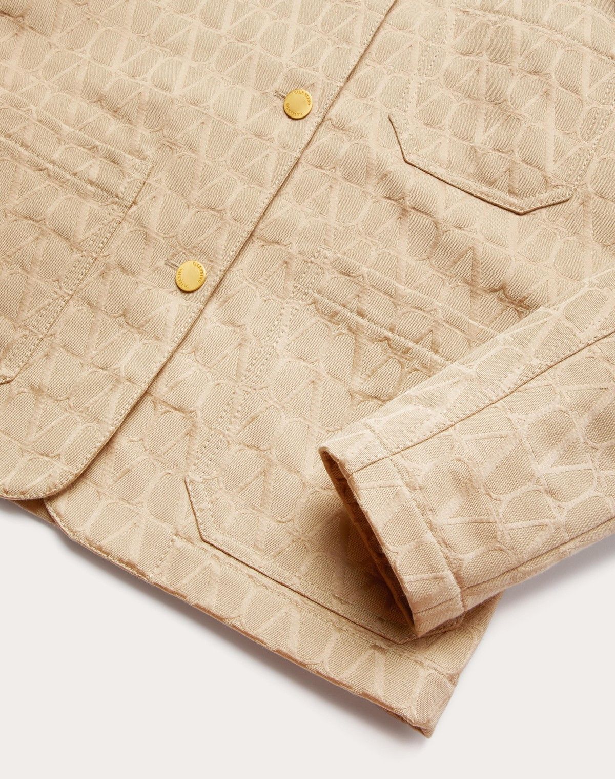 Valentino o1s1wg110525 Toile Iconographe Cordura Cotton Caban in Beige Size XS / US 0-2 / IT 36-38 - 7 Thumbnail