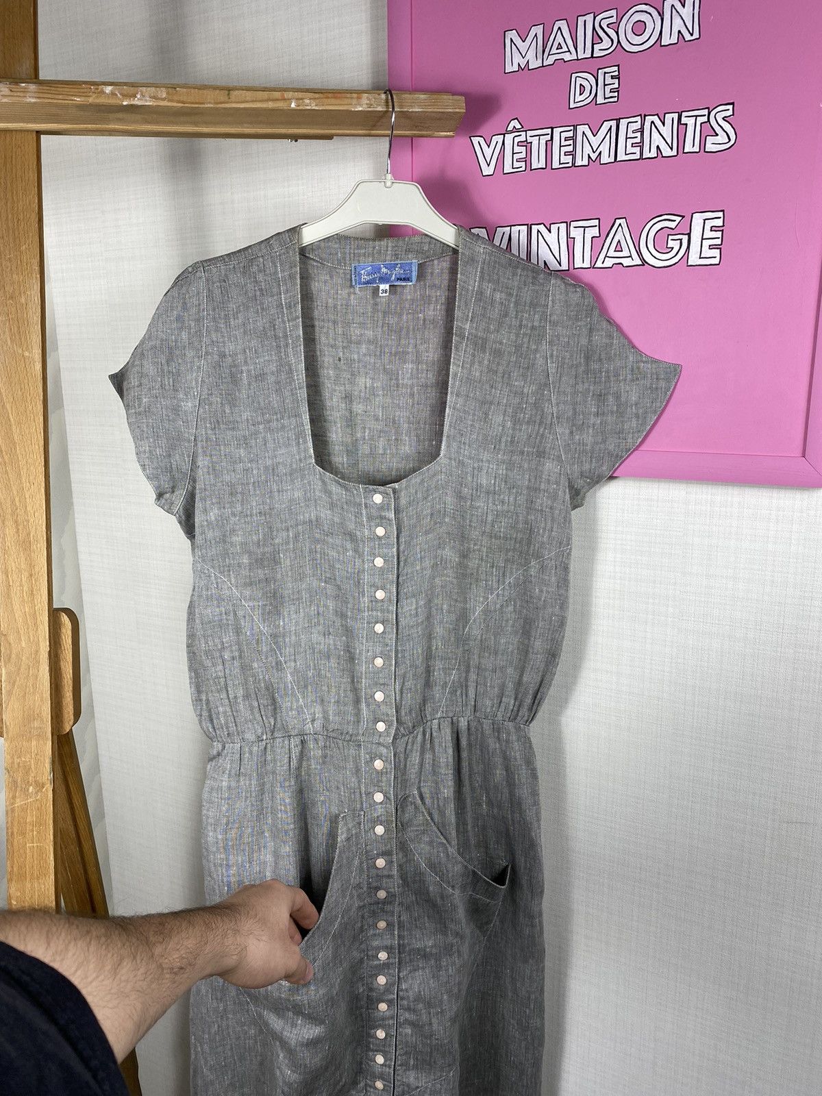 Thierry Mugler × Vintage Thierry Mugler Linen Dress Size S / US 4 / IT 40 - 8 Thumbnail