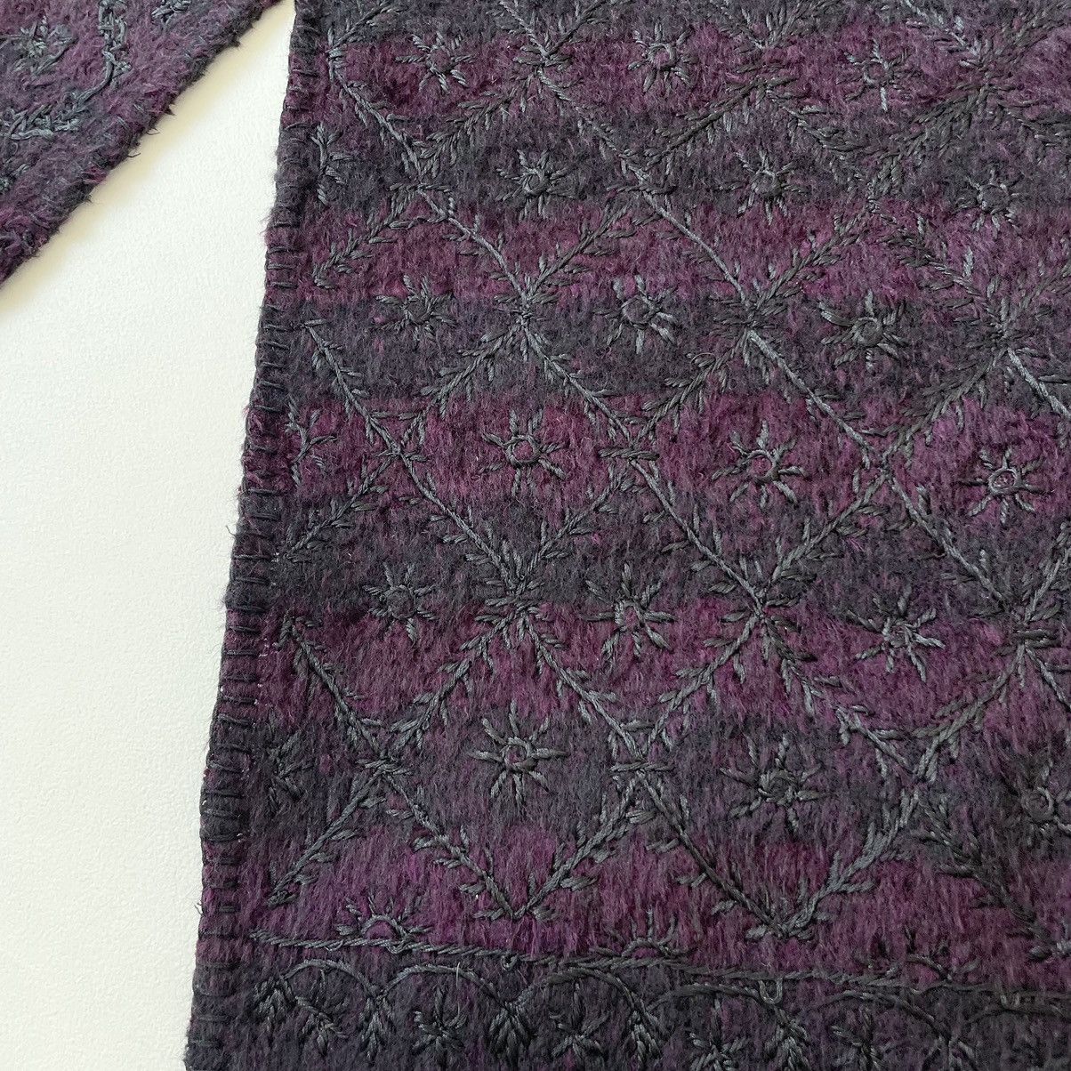 Dries Van Noten Black / Purple ‘Embroidered Wool Scarf’ Size ONE SIZE - 8 Thumbnail