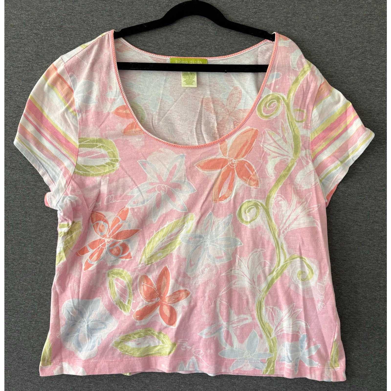 Other Sigrid Olsen | Women's Pastel Floral Short Sleeve Top | XL Size XL / US 12-14 / IT 48-50 - 1 Thumbnail