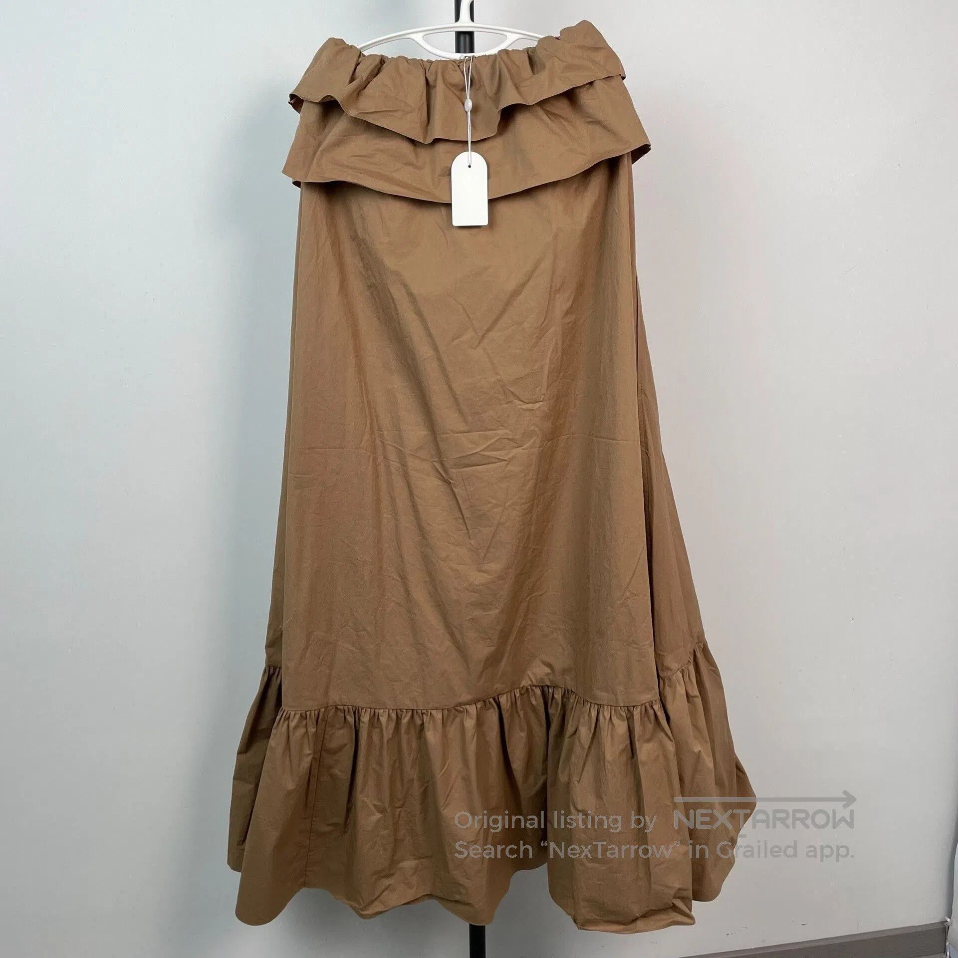 Yves Saint Laurent YSL Beige Ruffle Strapless Cotton Dress. Size XS / US 0-2 / IT 36-38 - 4 Thumbnail