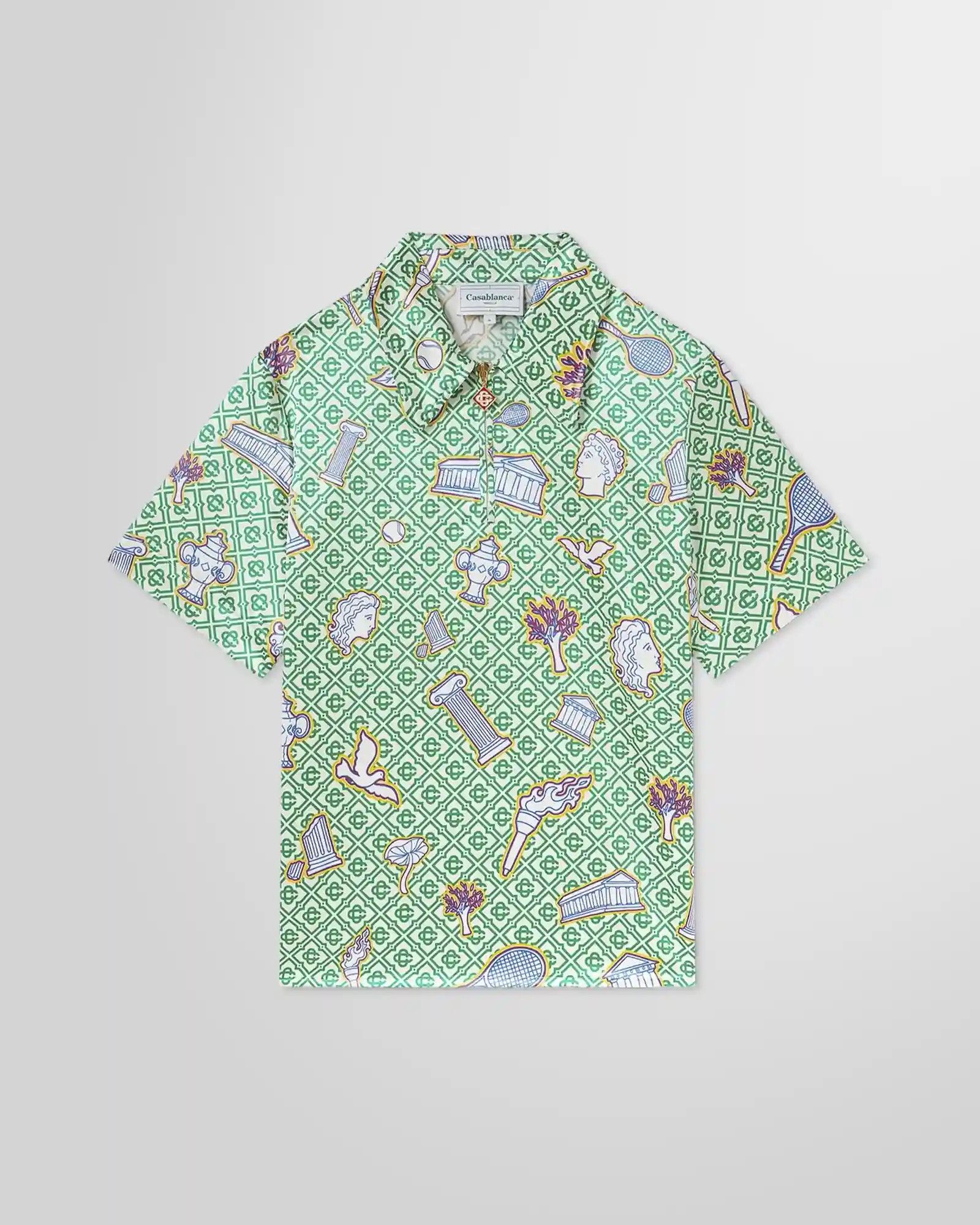 Casablanca o1mle0326 Short Sleeve Zip Shirt in Green Size US L / EU 52-54 / 3 - 1 Thumbnail