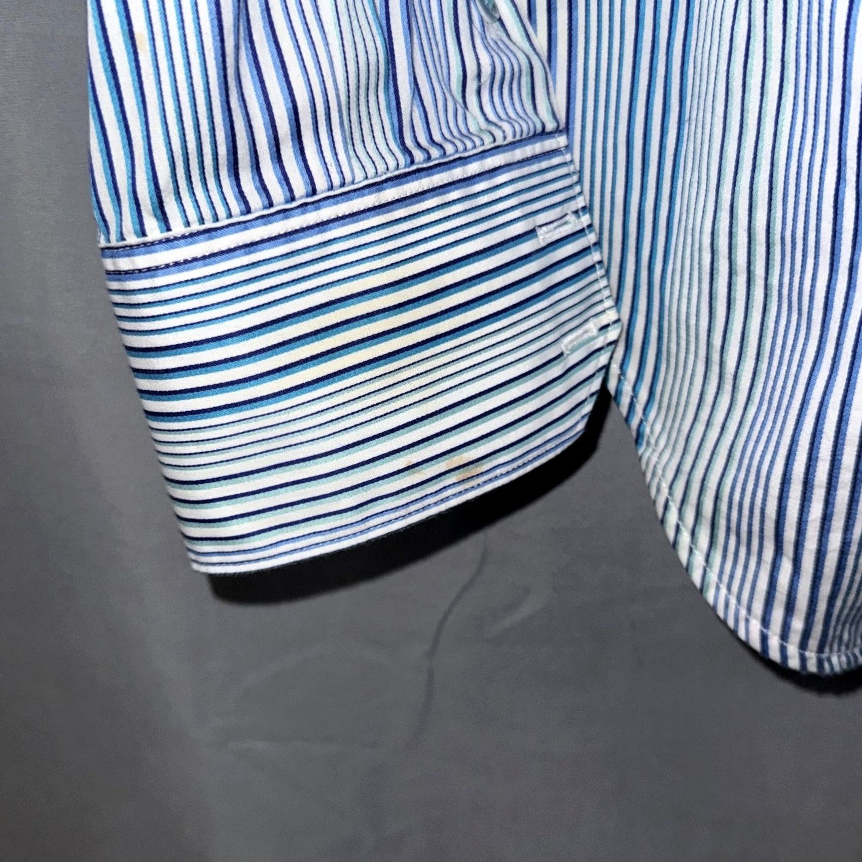 Robert Graham VINTAGE Robert Graham Shirt Mens Large Blue White Striped Tailored Fit Contrast Cuffs Size US L / EU 52-54 / 3 - 4 Thumbnail
